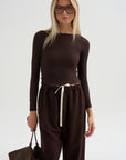 Ribbed Blouse, Chocolate