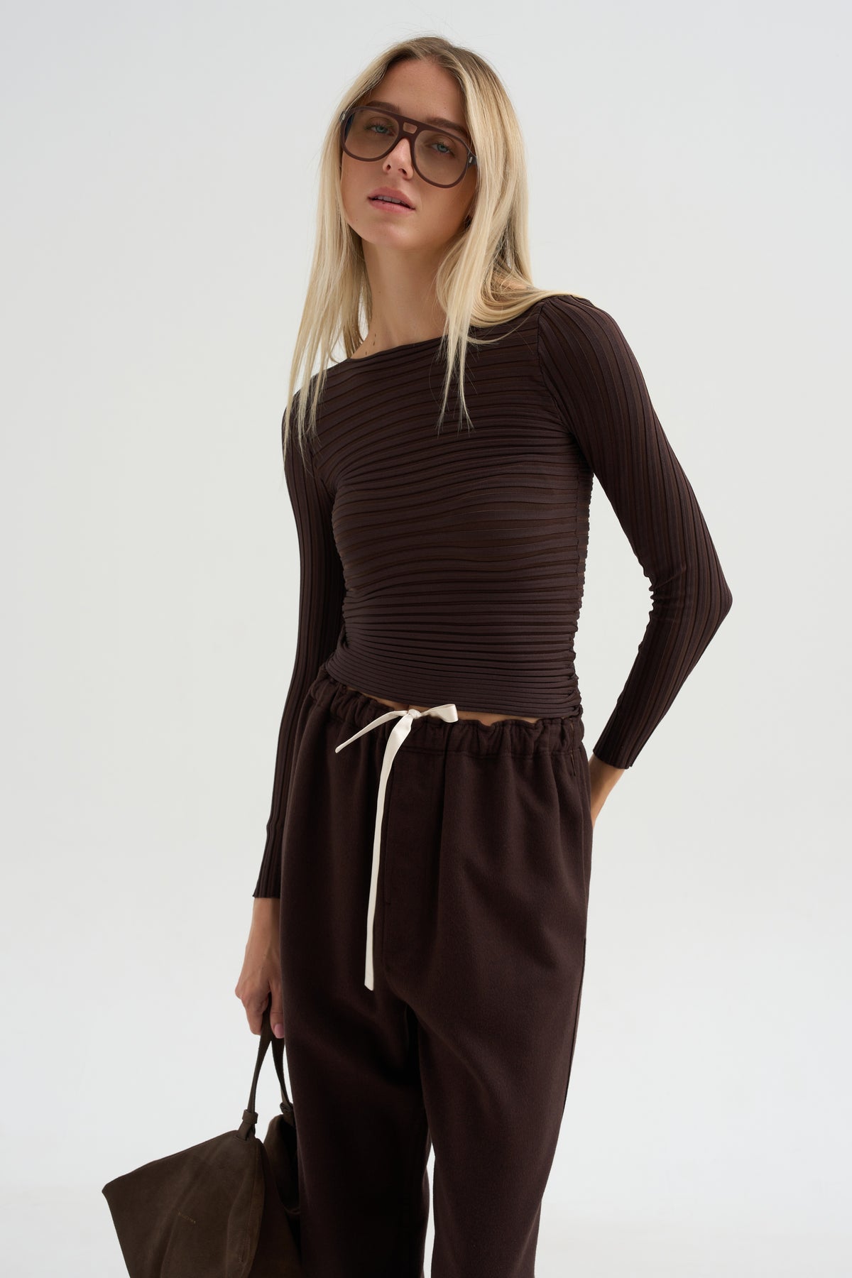 Ribbed Blouse, Chocolate