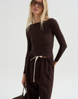 Ribbed Blouse, Chocolate
