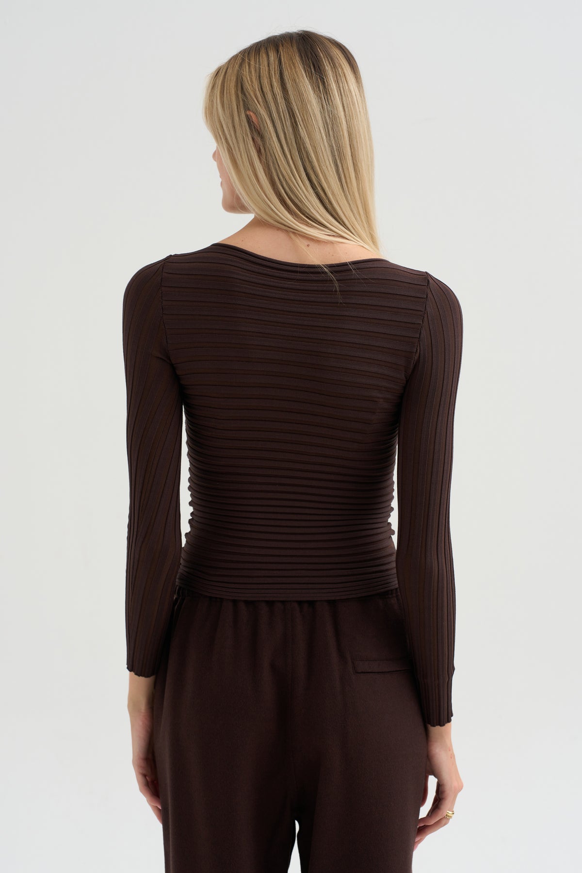 Ribbed Blouse, Chocolate
