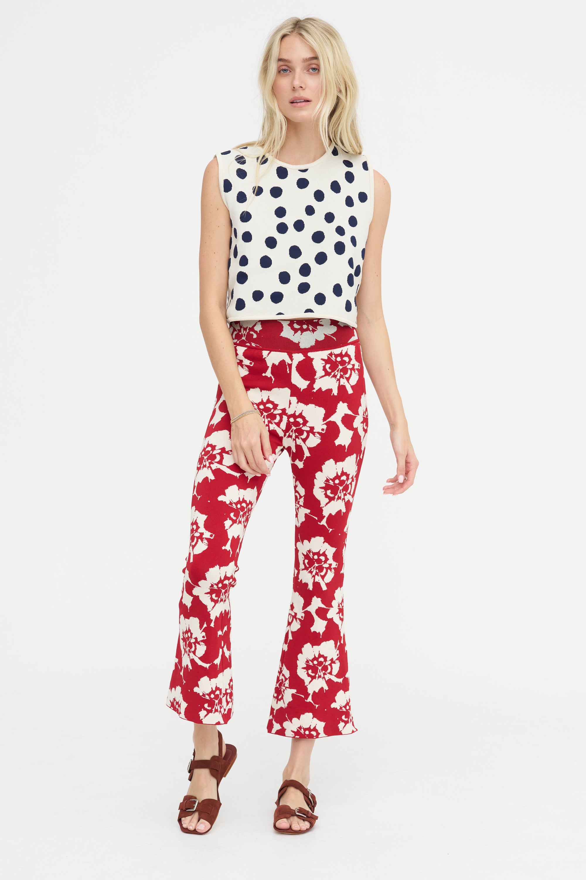Nyia Pants, Red &amp; Off-White