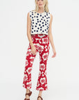 Nyia Pants, Red & Off-White