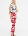 Nyia Pants, Red & Off-White