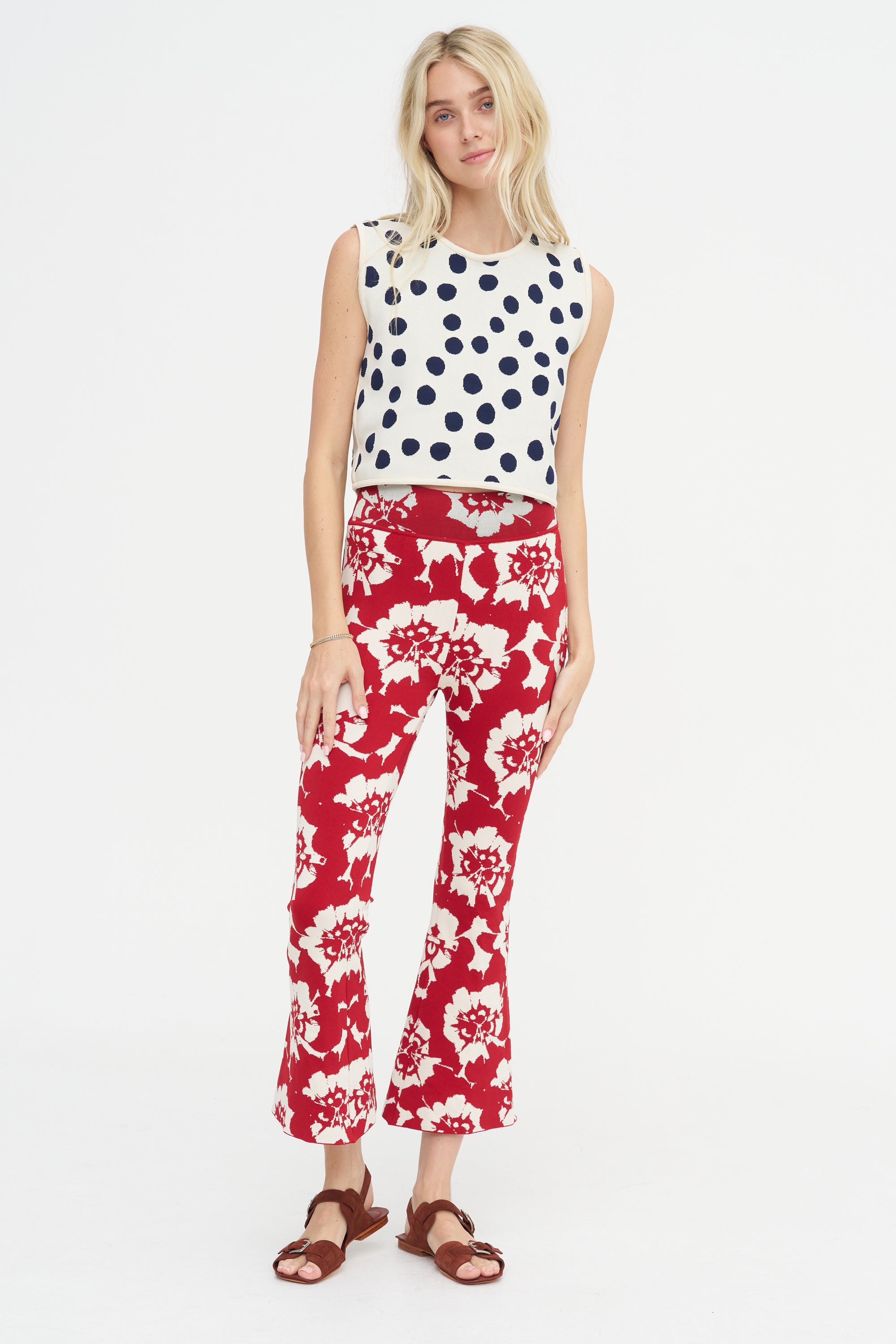 Nyia Pants, Red &amp; Off-White