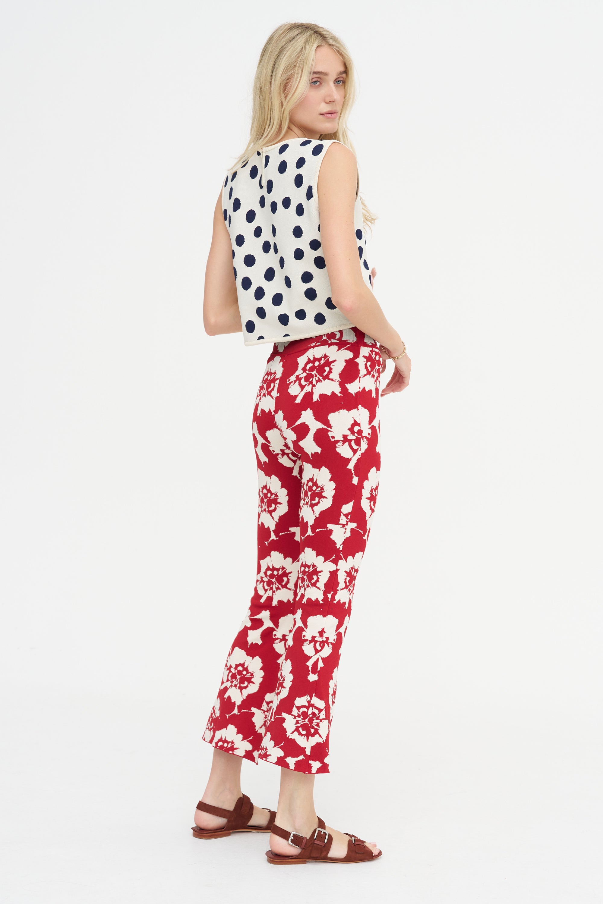 Nyia Pants, Red &amp; Off-White