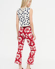 Nyia Pants, Red & Off-White