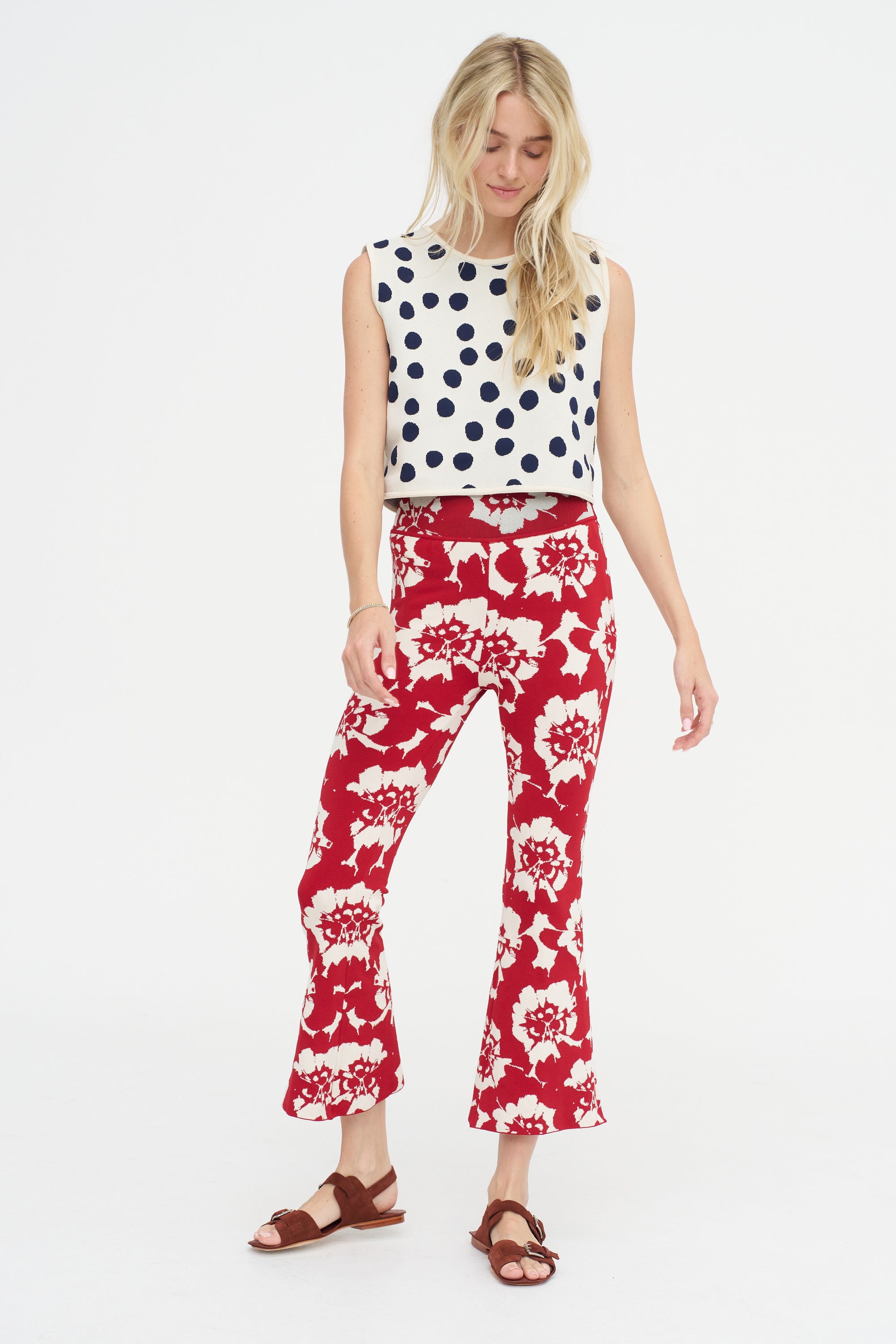 Nyia Pants, Red &amp; Off-White