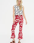 Nyia Pants, Red & Off-White