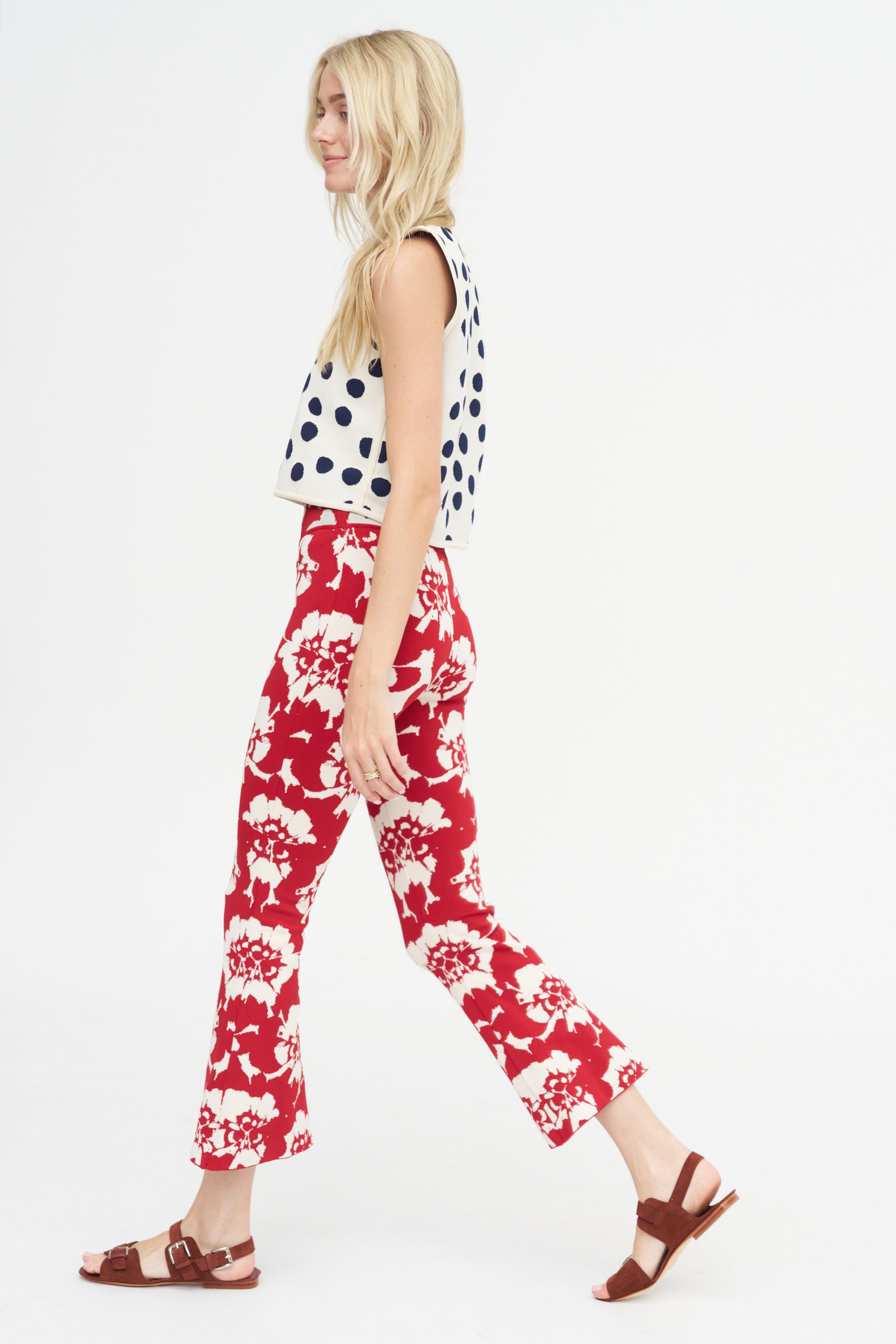 Nyia Pants, Red &amp; Off-White