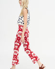 Nyia Pants, Red & Off-White