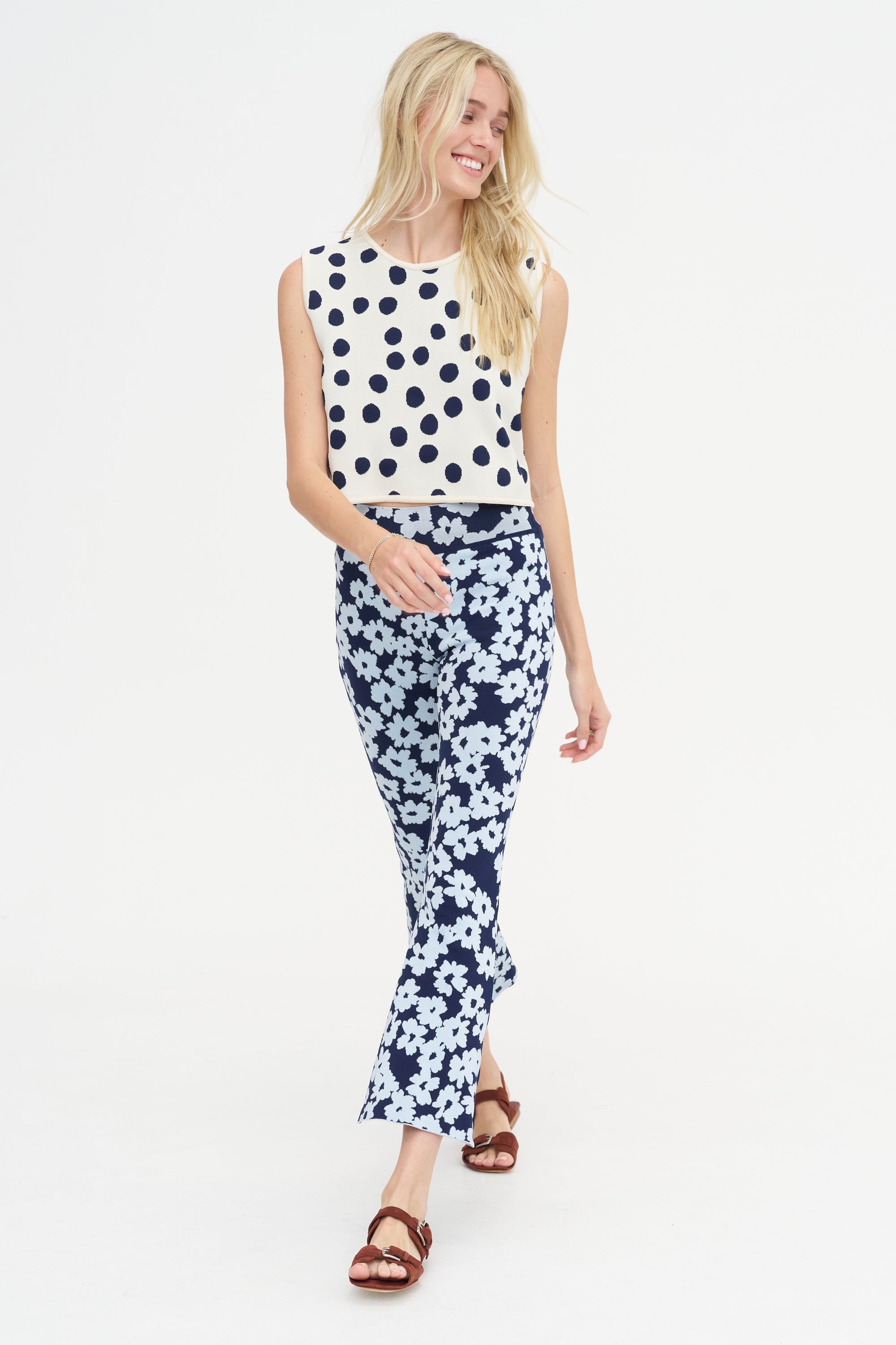 Canua Top, Off-White &amp; Indigo