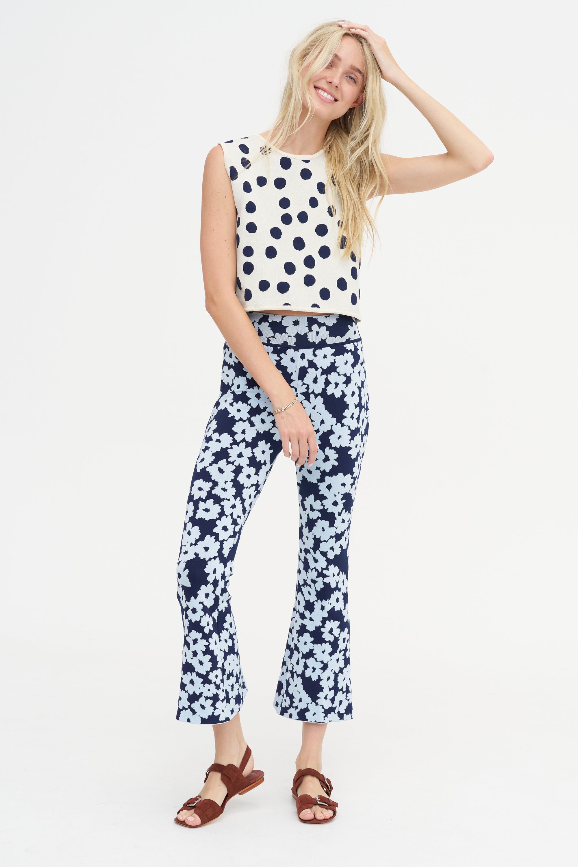 Canua Top, Off-White &amp; Indigo