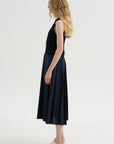Fitted Bodice - Sleeveless Dress, Blue-Black