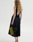 Fitted Bodice - Sleeveless Dress, Blue-Black