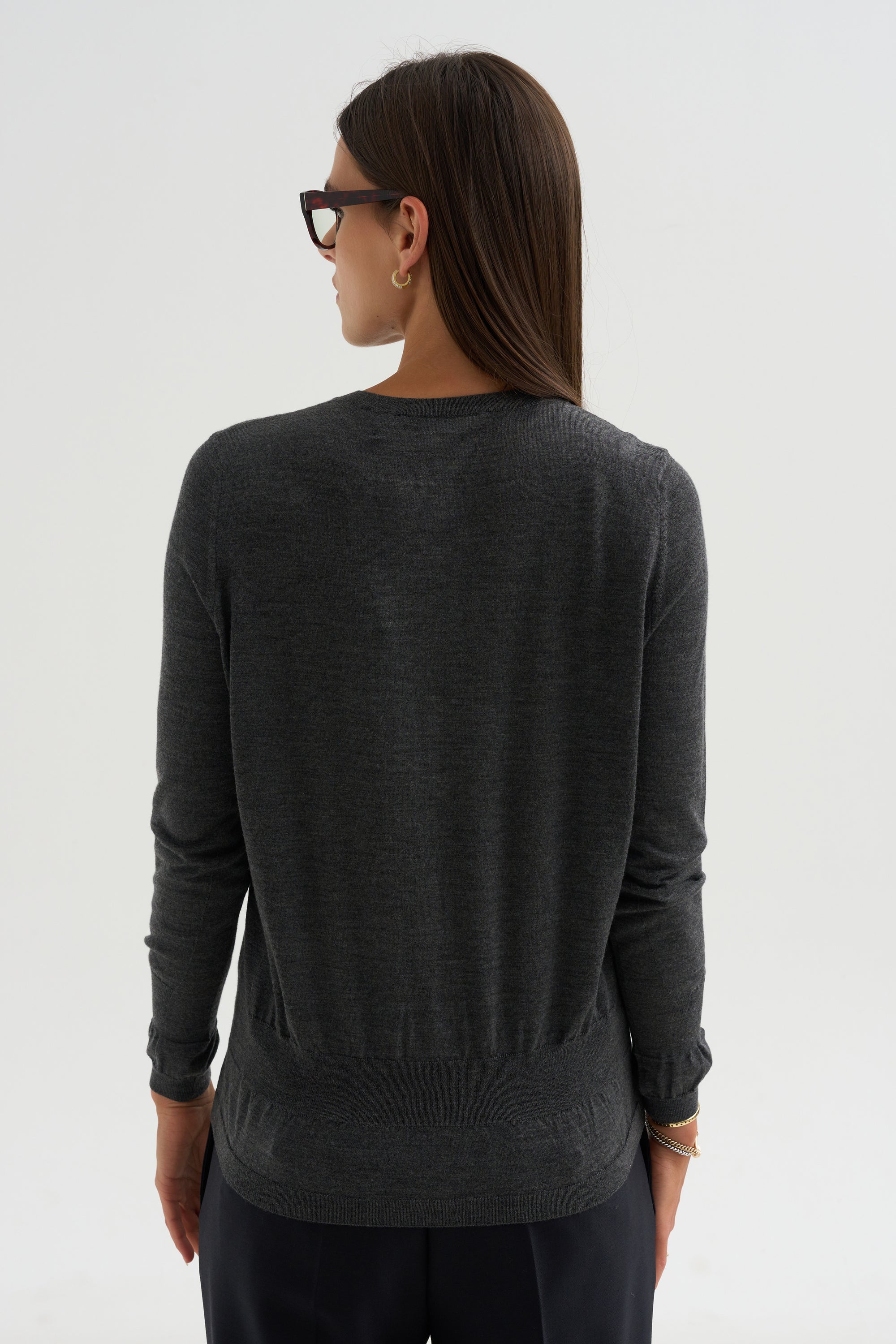 Silk &amp; Wool Cardigan, Granite