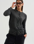Silk & Wool Cardigan, Granite