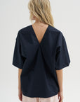 V-Neck Blouse, Blue-Black