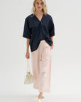 V-Neck Blouse, Blue-Black