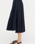 Pleated Midi Skirt, Blue Black