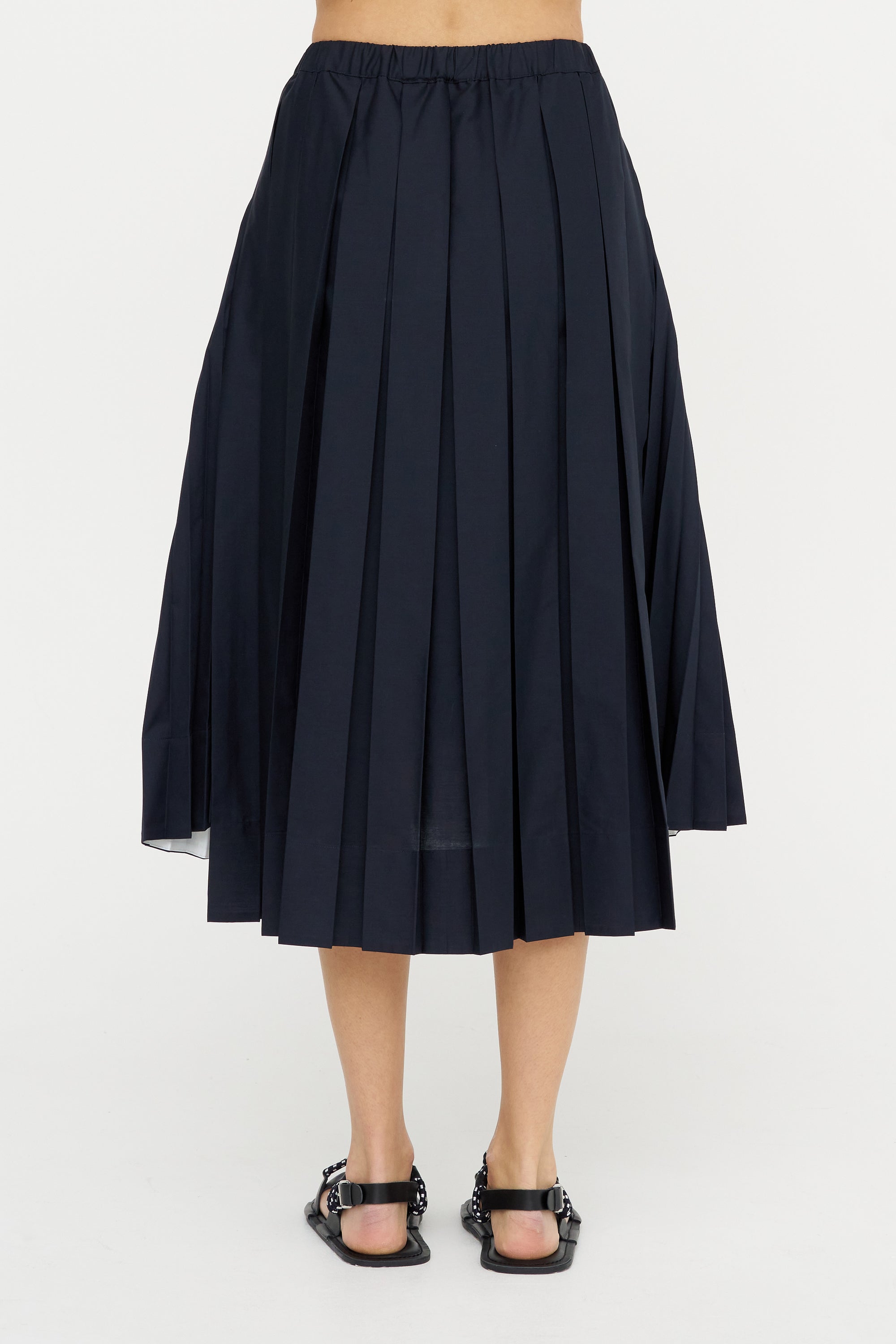 Pleated Midi Skirt, Blue Black