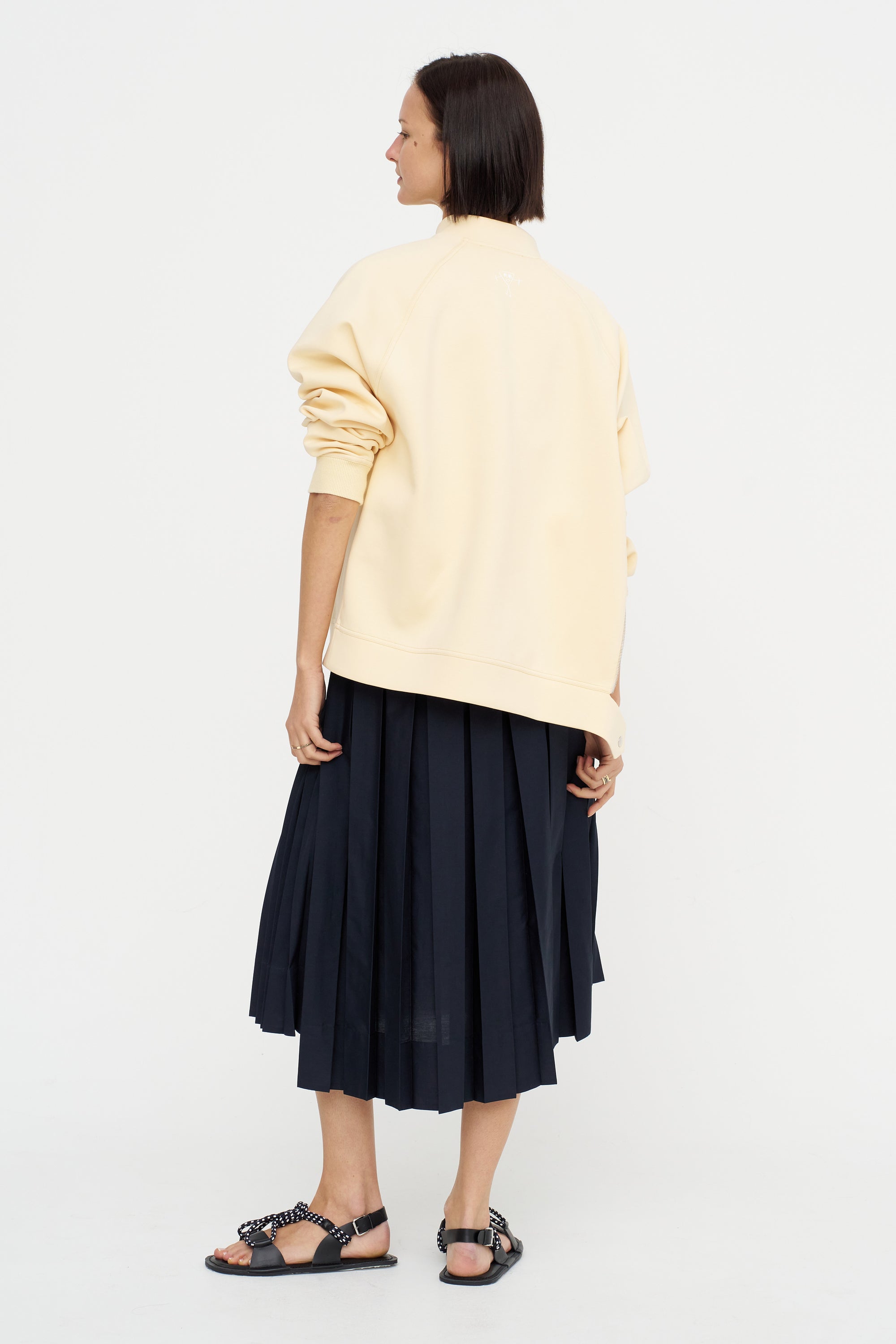 Pleated Midi Skirt, Blue Black