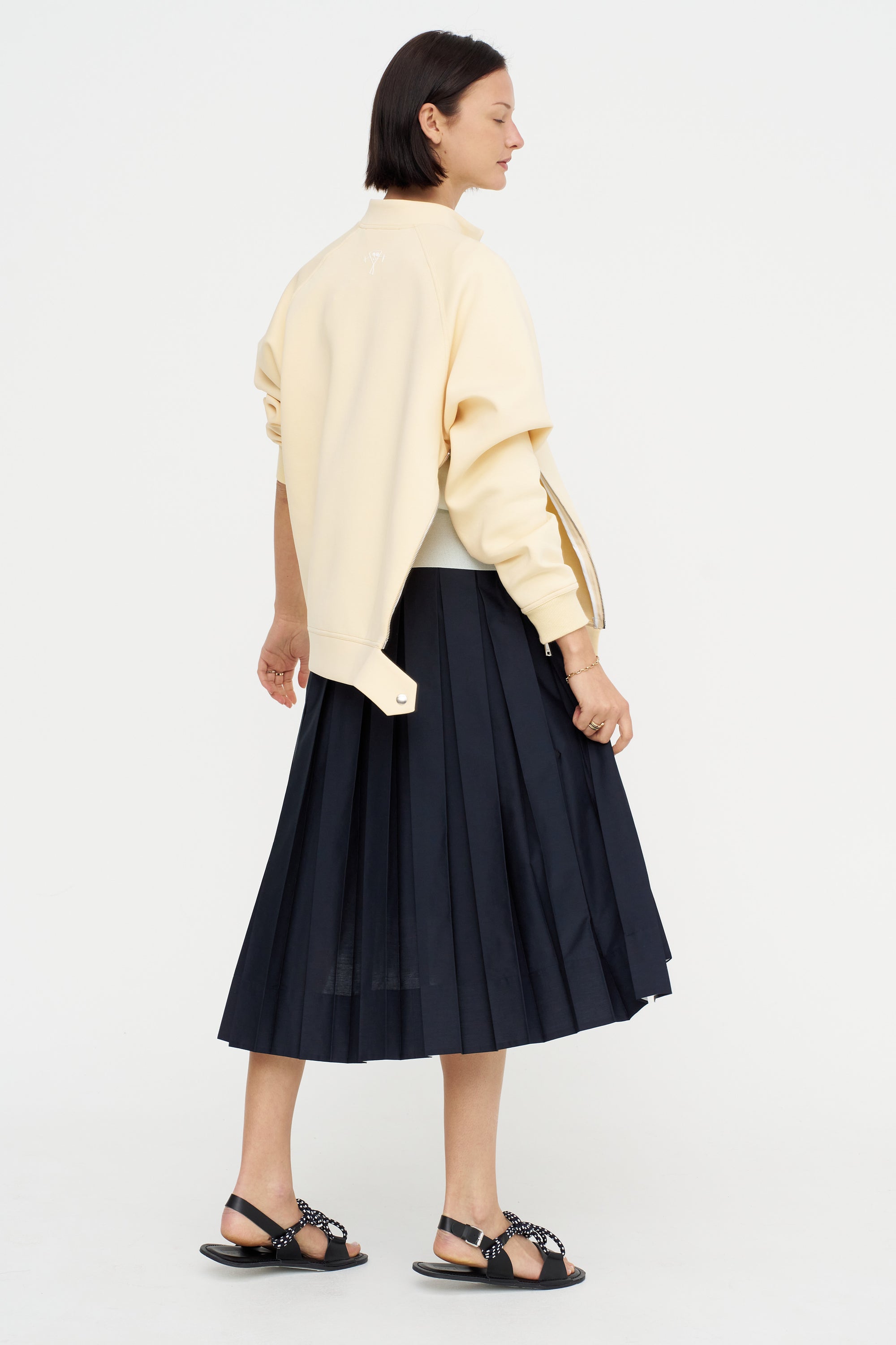 Pleated Midi Skirt, Blue Black