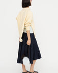 Pleated Midi Skirt, Blue Black