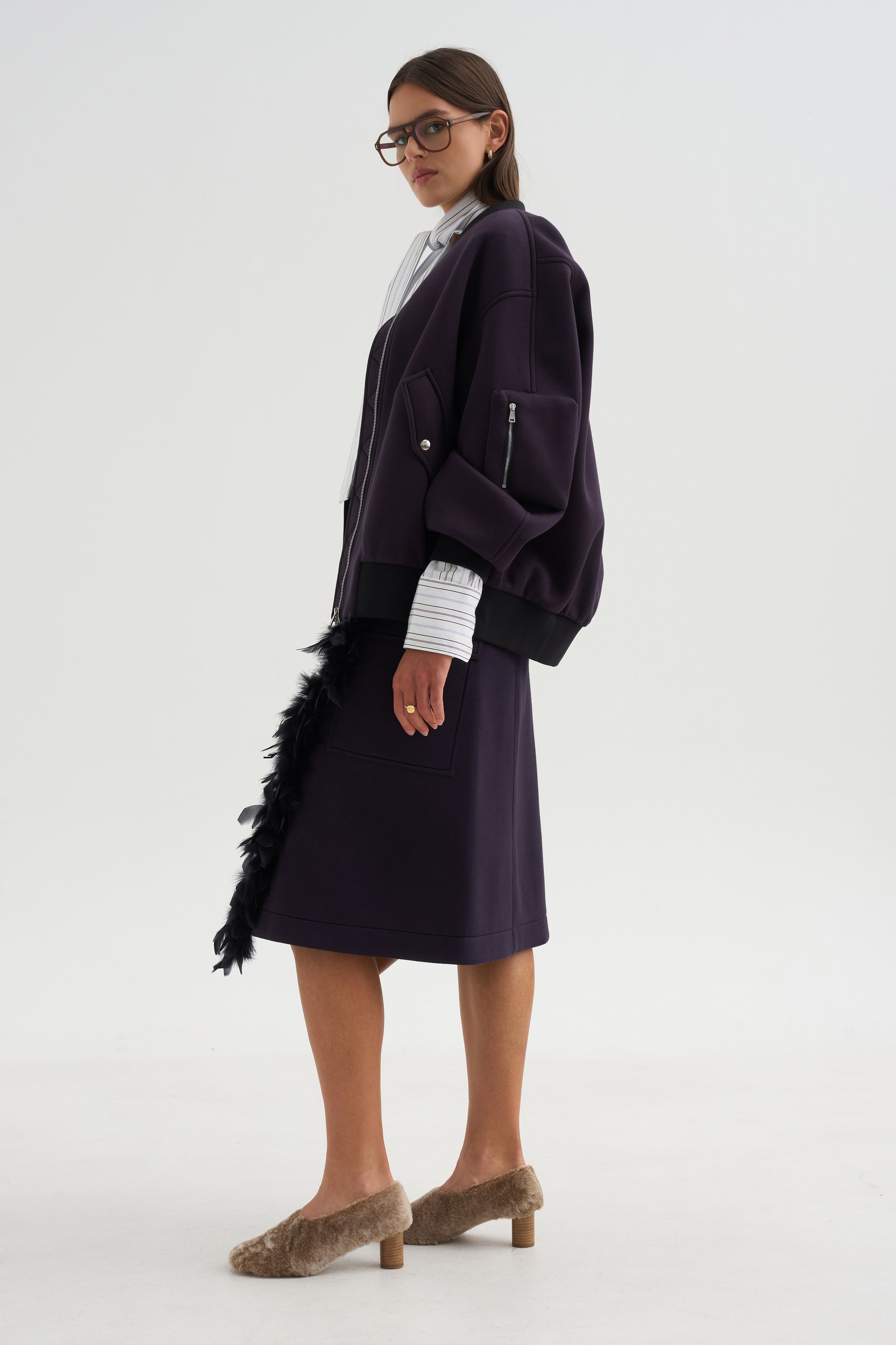 Wrap Scuba Skirt, Blue-Black