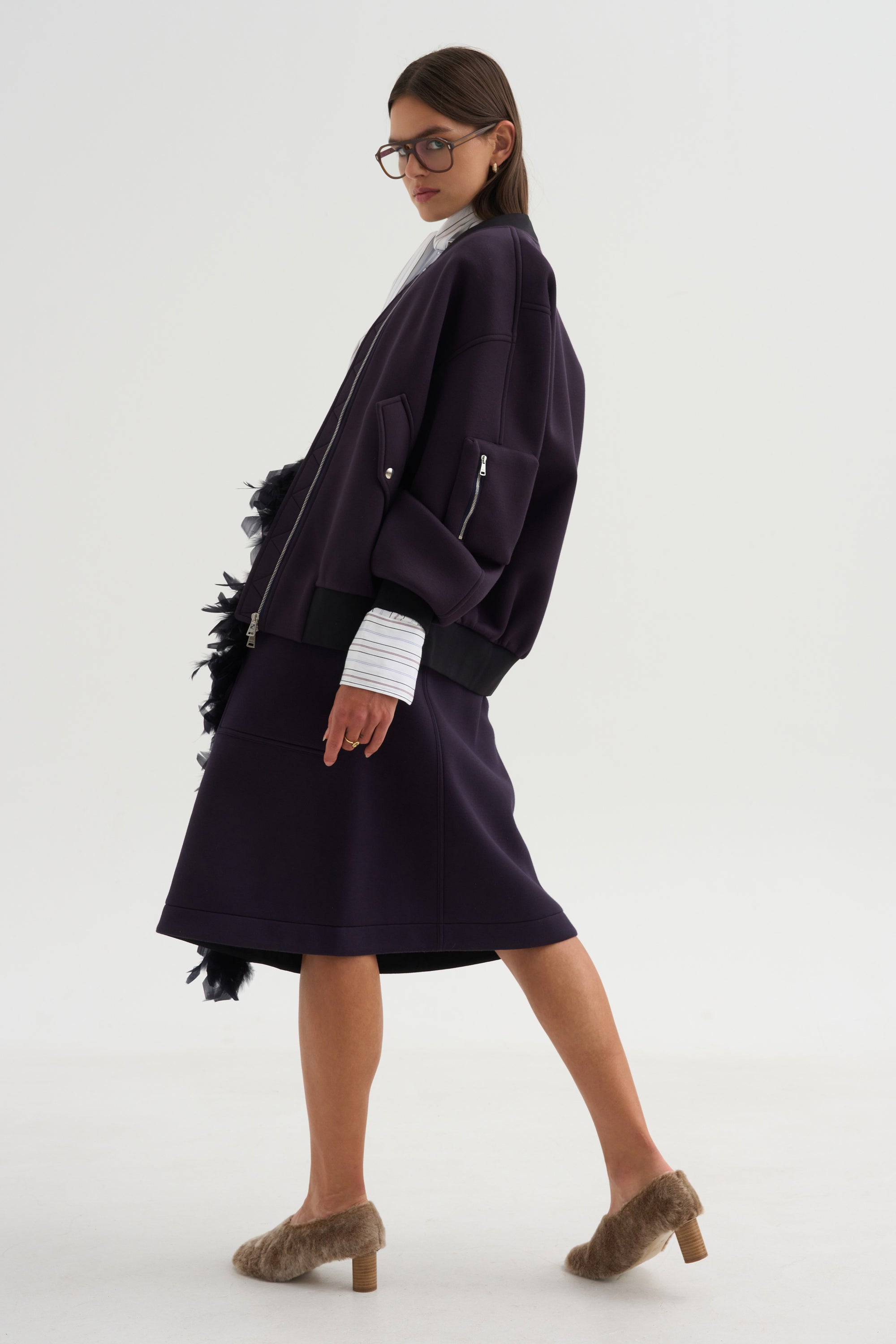 Wrap Scuba Skirt, Blue-Black