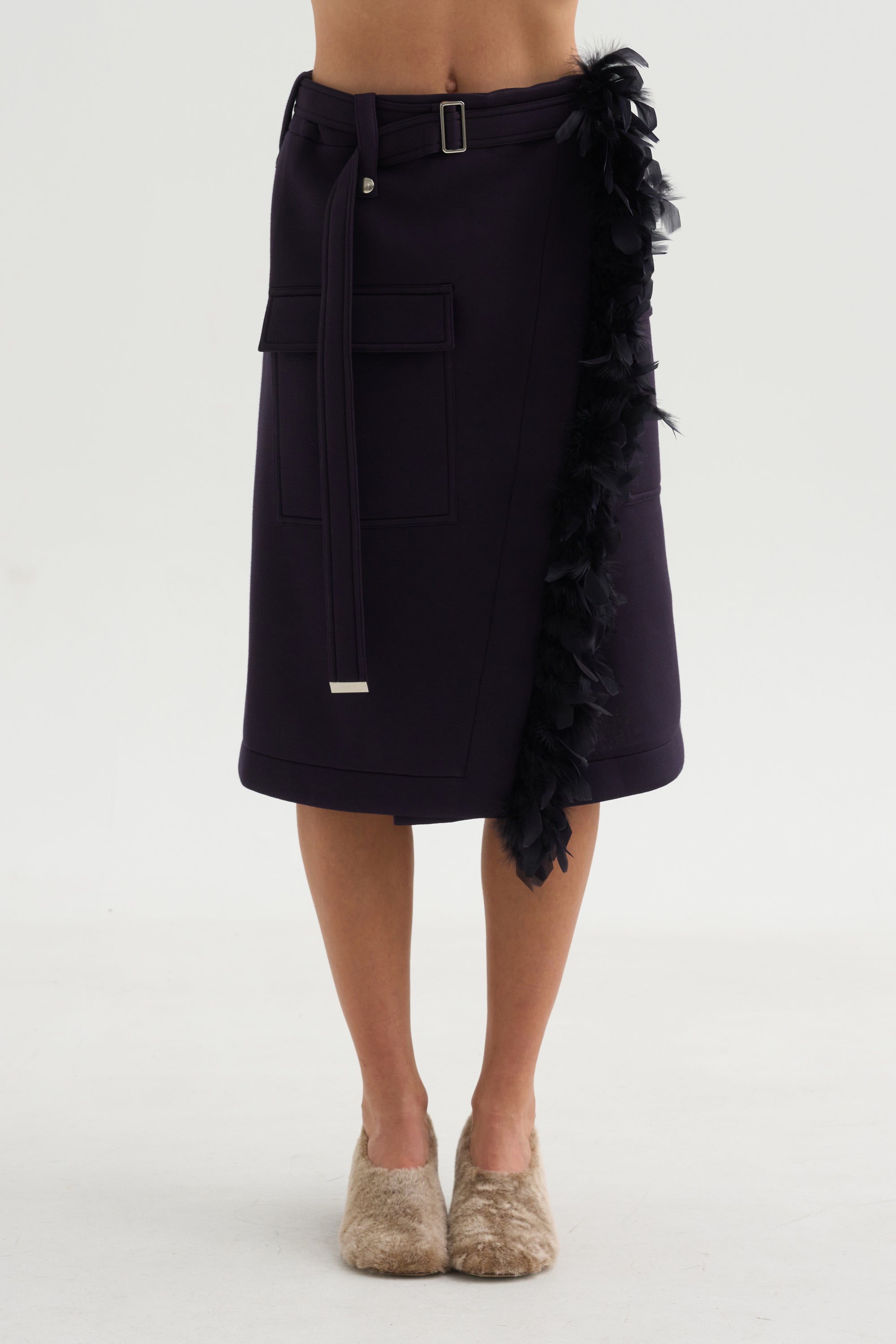 Wrap Scuba Skirt, Blue-Black