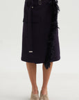 Wrap Scuba Skirt, Blue-Black