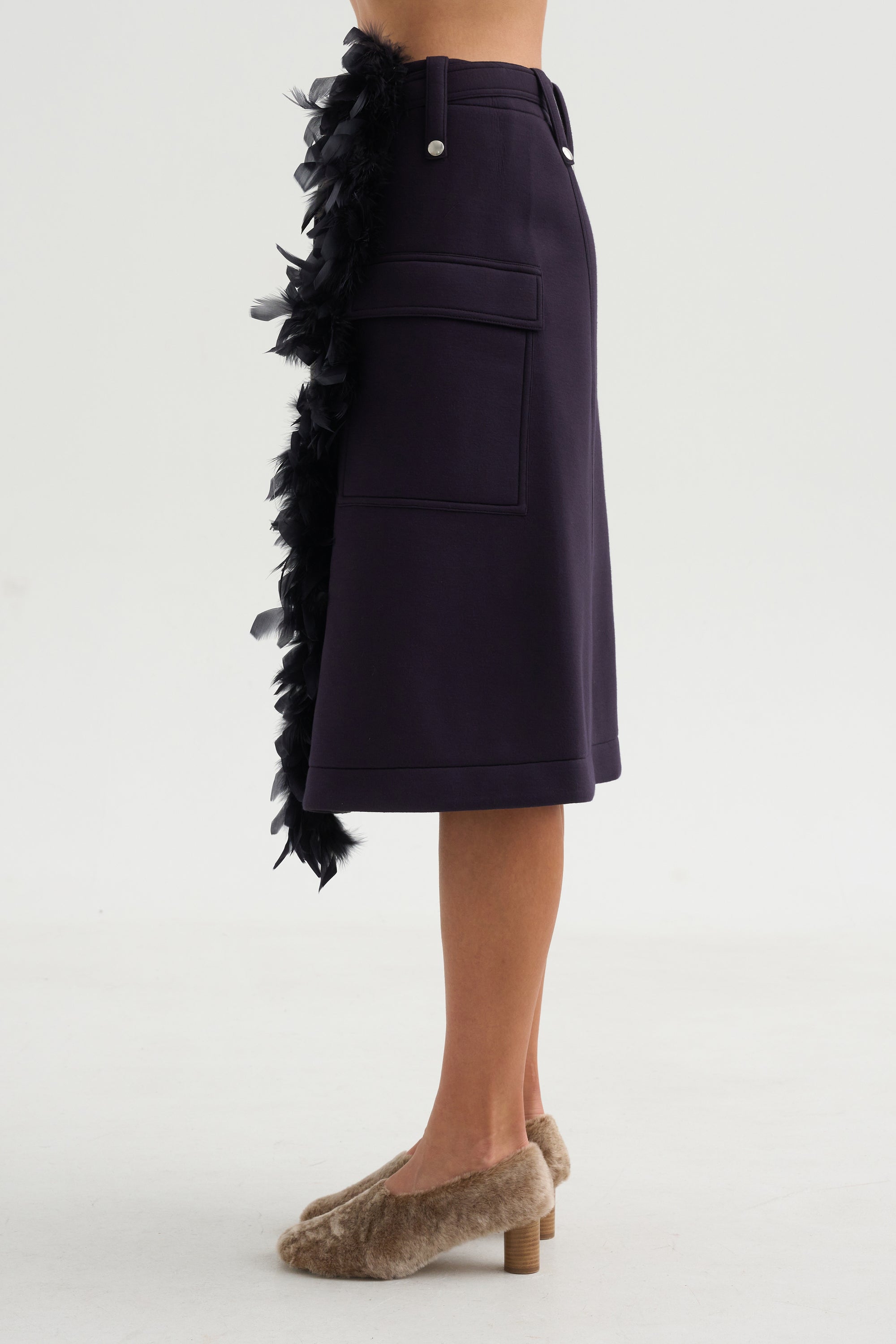 Wrap Scuba Skirt, Blue-Black