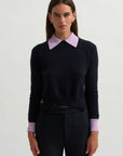 Long Sleeve Crewneck Knit, Blue & Lilac