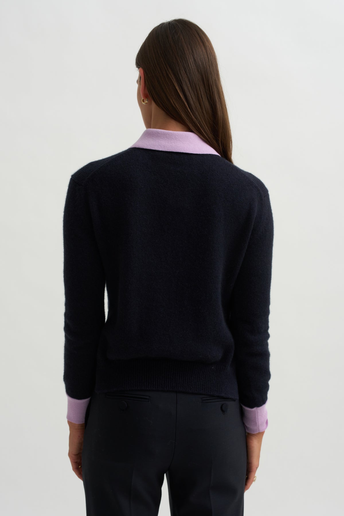 Long Sleeve Crewneck Knit, Blue &amp; Lilac