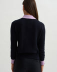 Long Sleeve Crewneck Knit, Blue & Lilac