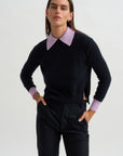 Long Sleeve Crewneck Knit, Blue & Lilac