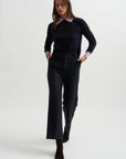 Long Sleeve Crewneck Knit, Blue & Lilac