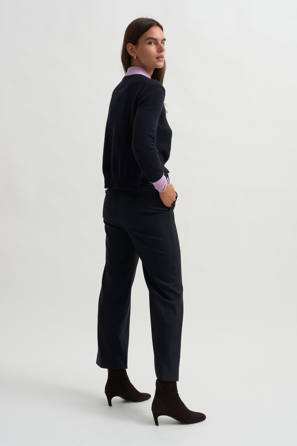 Long Sleeve Crewneck Knit, Blue &amp; Lilac