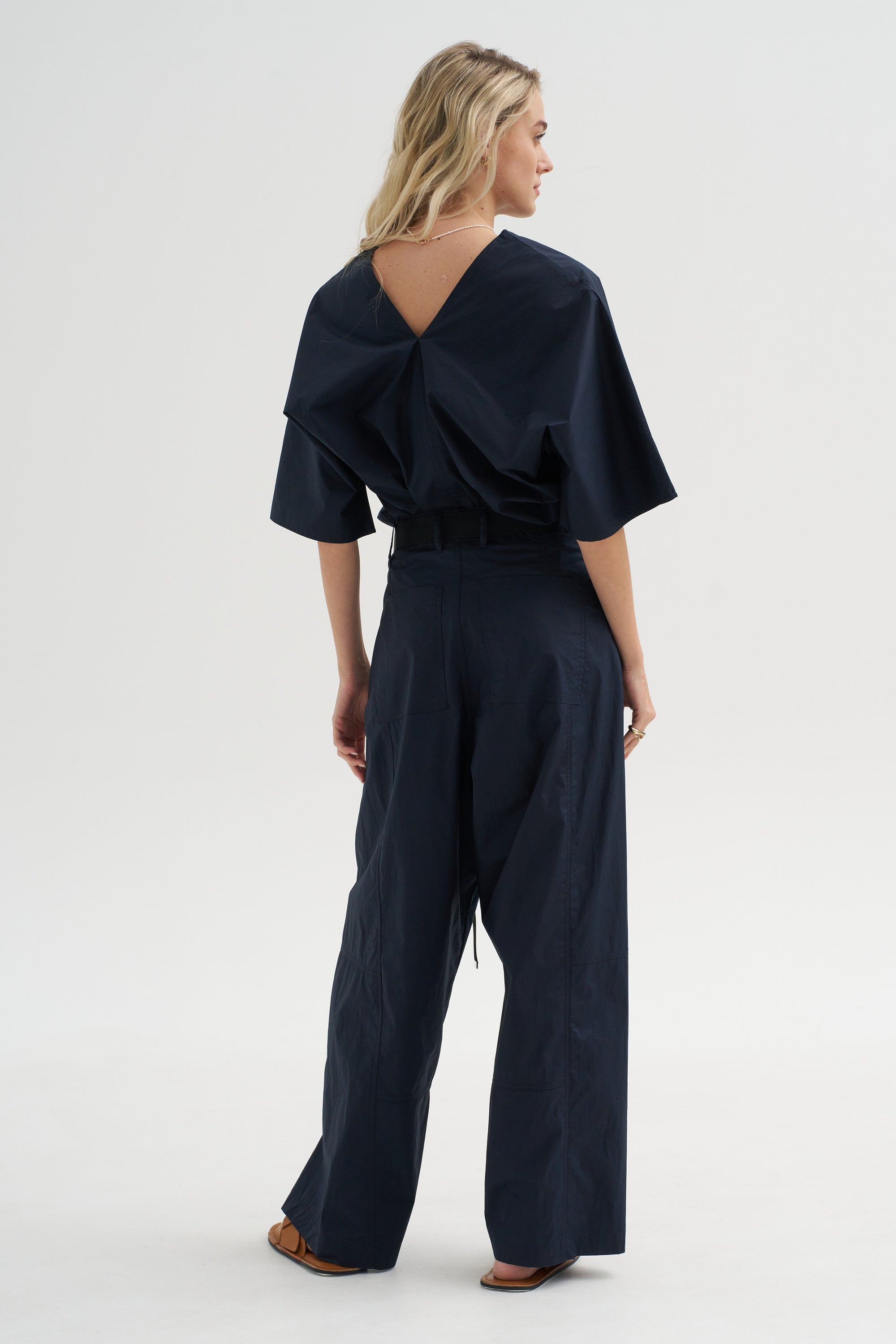 Wide Leg Trousers, Blue-Black