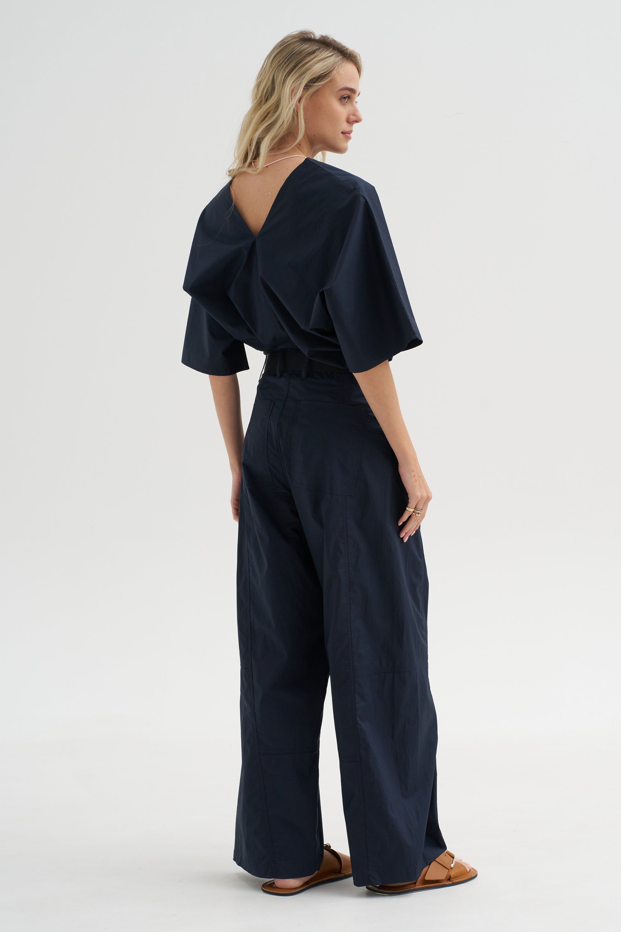 Wide Leg Trousers, Blue-Black