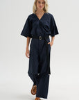Wide Leg Trousers, Blue-Black
