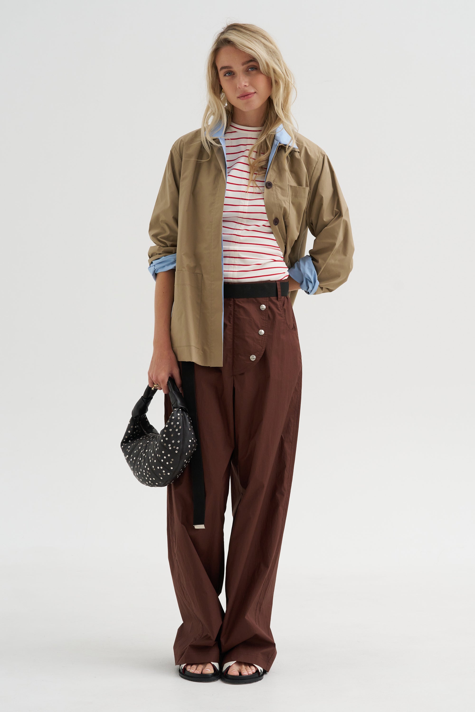Light Parachute Twill Trousers, Coffee