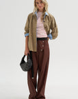 Light Parachute Twill Trousers, Coffee