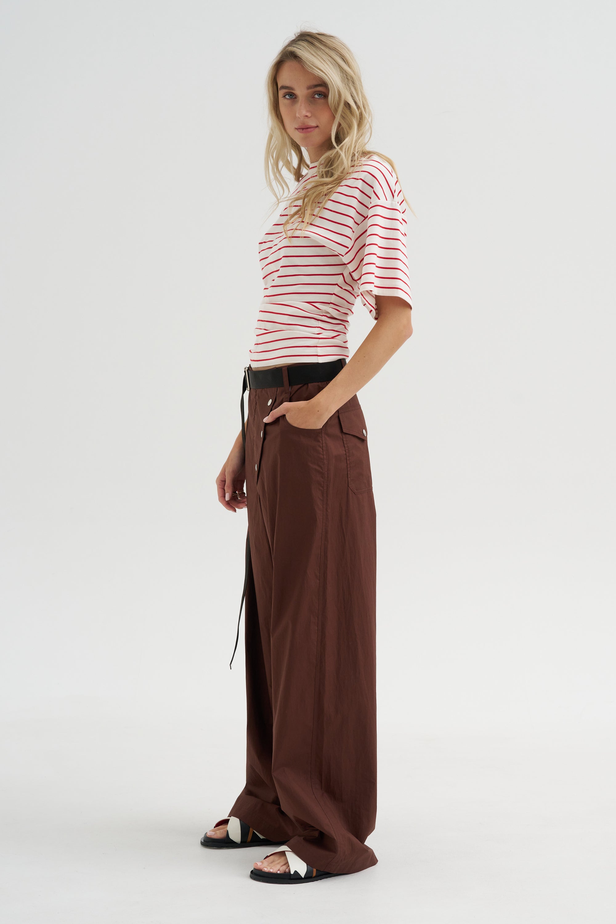 Light Parachute Twill Trousers, Coffee