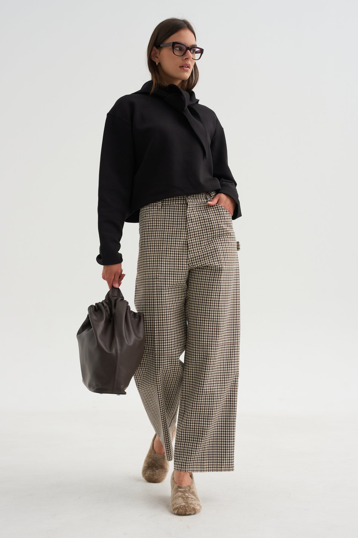 Check Trousers, Black &amp; Cream