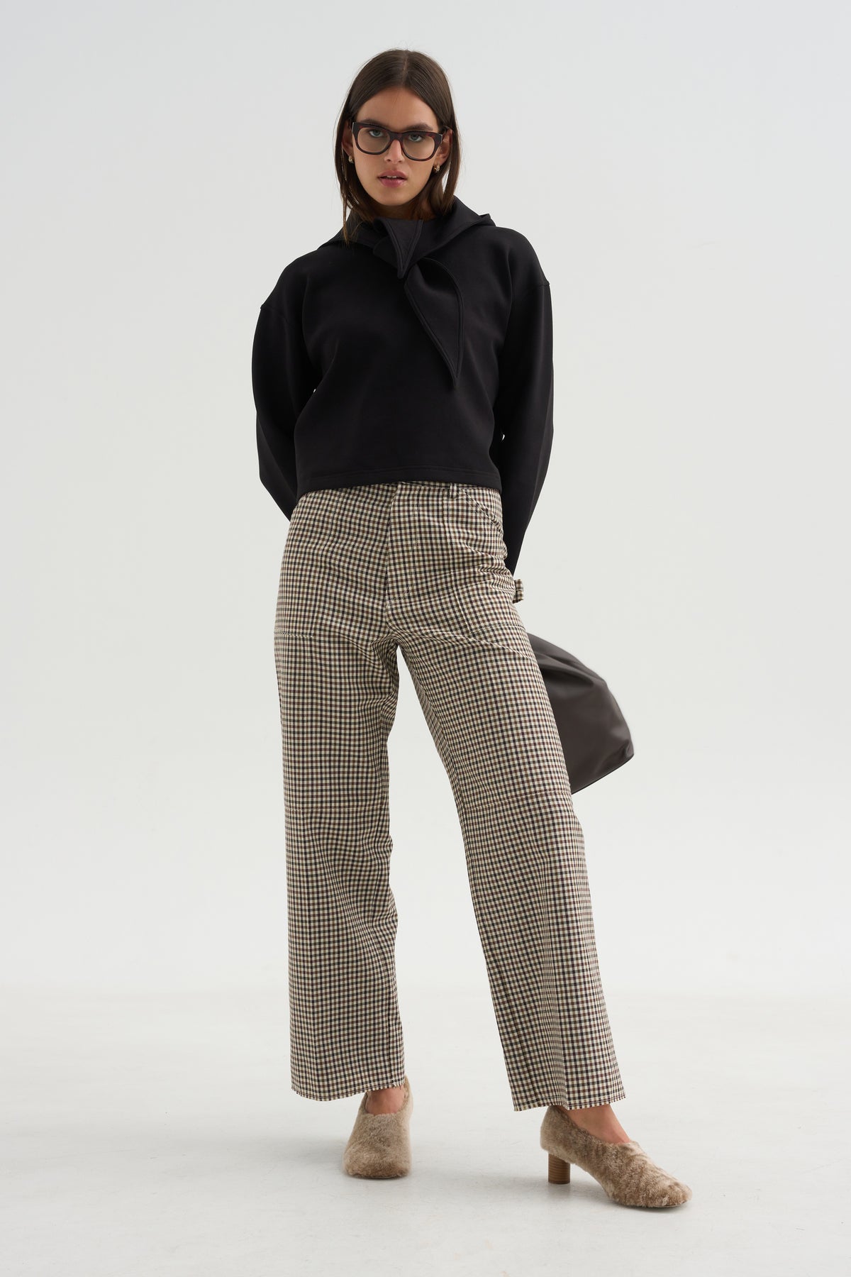 Check Trousers, Black &amp; Cream