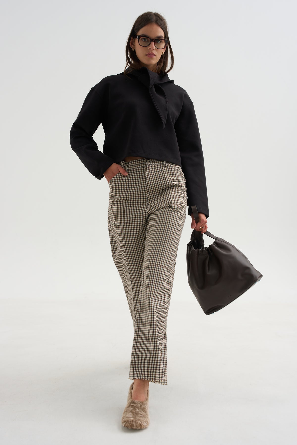Check Trousers, Black &amp; Cream