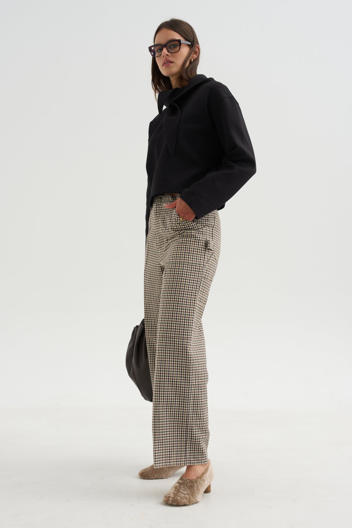 Check Trousers, Black &amp; Cream