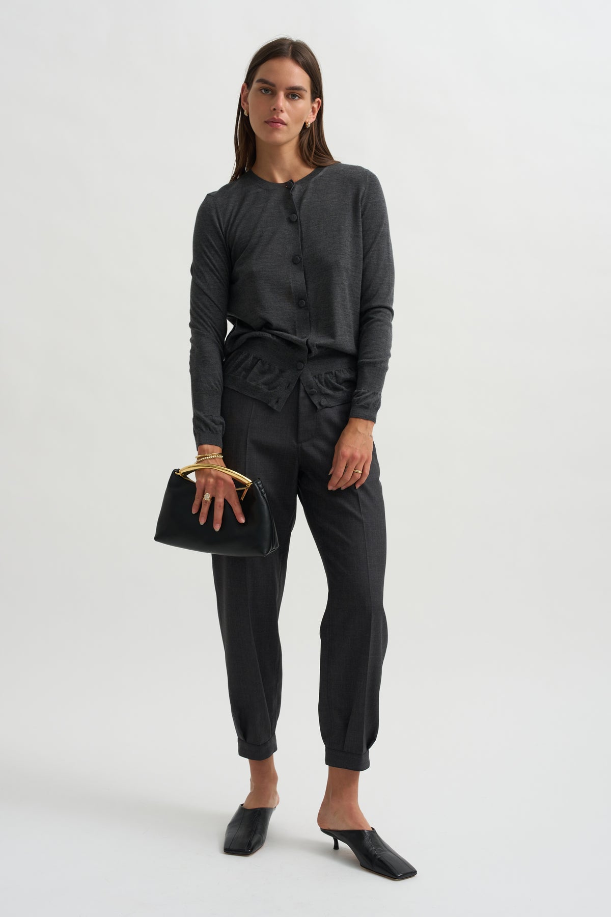 Trousers, Black &amp; White Melange