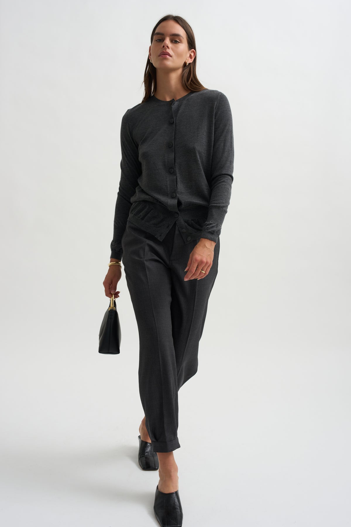 Trousers, Black &amp; White Melange